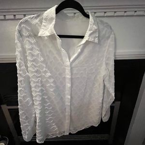 Women, Shirt, Size L, White, See through Sleeves. NWOT